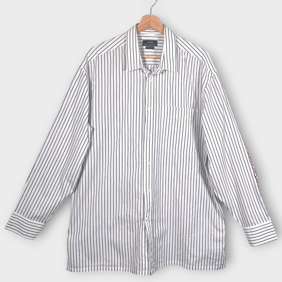 Zara Other - Zara Relaxed Fit Shirt Mens LARGE Slogan "Enjoy While It Lasts" Casual City EUC